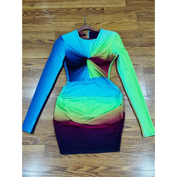 ALEX PERRY Halton Gradient Stretch Jersey Mini Bodycon Dress Size UK 12 / US 8 - Picture 12 of 13